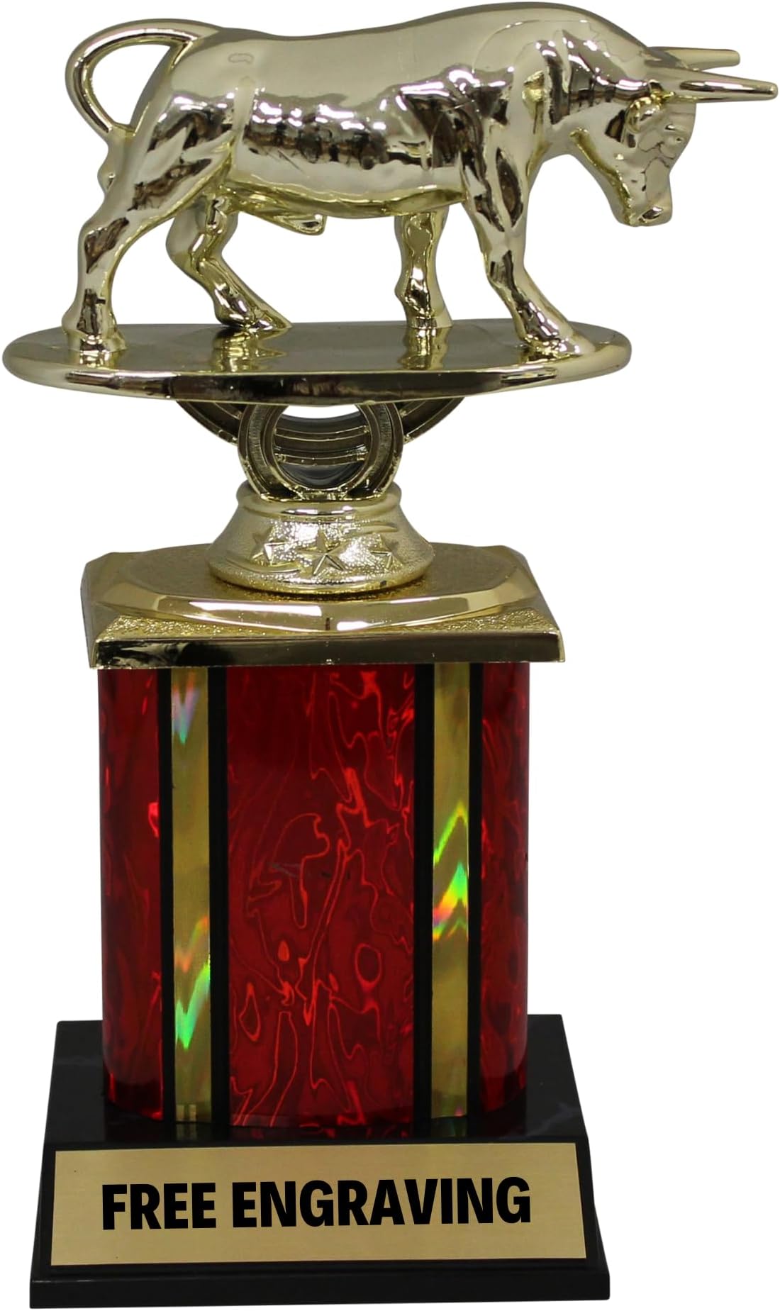 Trophy Outlet Bullshitter Award Trophy | Premium BS Bull Headed Award with Column for Coworker, Friend, or Family Member | Custom Engraved Gag Gift | 8.75” Recognition Trophy