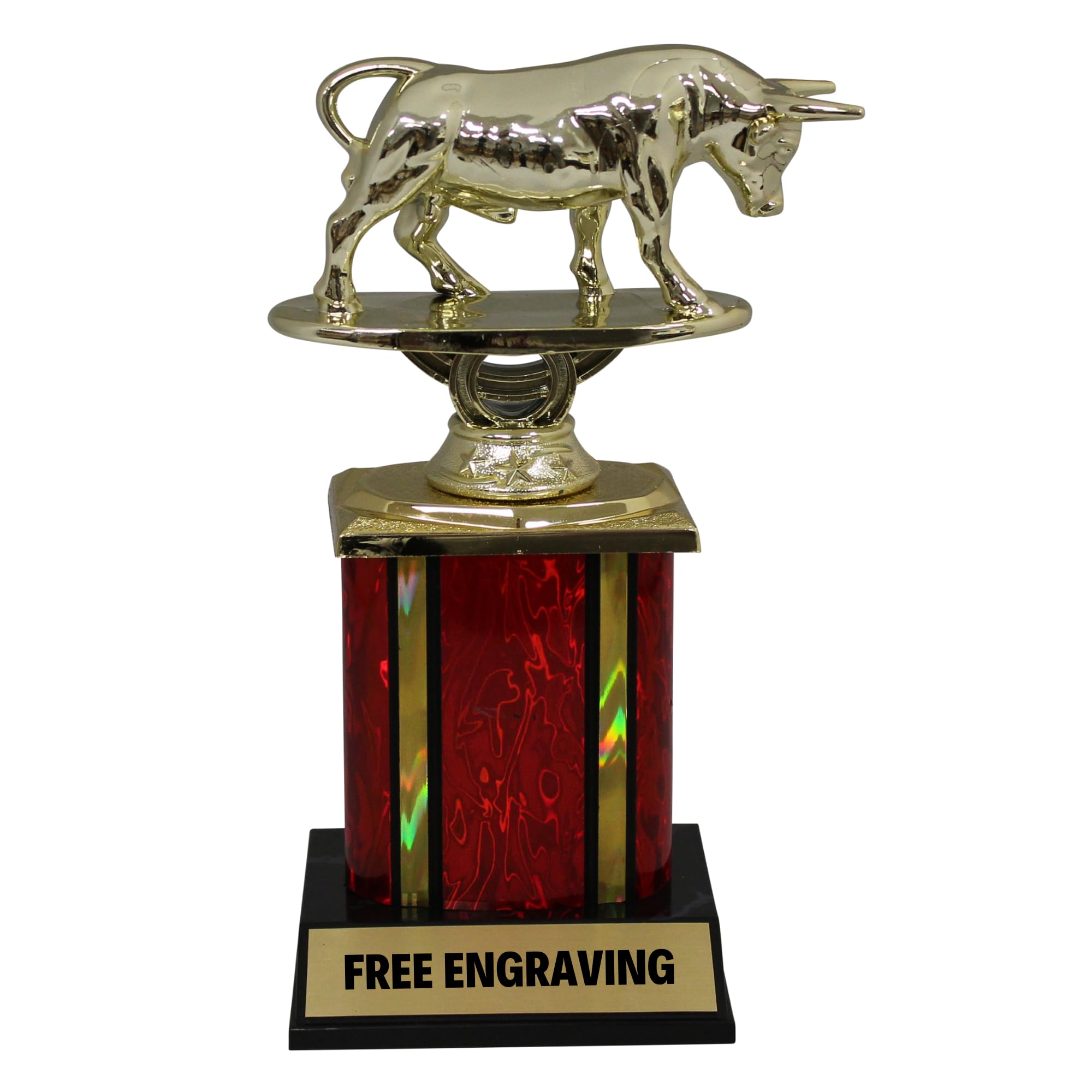Trophy Outlet Bullshitter Award Trophy | Premium BS Bull Headed Award with Column for Coworker, Friend, or Family Member | Custom Engraved Gag Gift | 8.75” Recognition Trophy