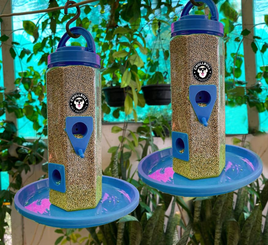 Chullbull Pet Products Plastic Medium Food Feeder For Birds Hanging Bird Feeder For Balcony Grill Garden Sparrow Feeder(Pack Of 2) (Blue/Orange/Red/Green/Yellow),?27.9 cm,H_27.9 cm,W_5.1 cm (B0D359D971) Amazon Price History, Amazon Price Tracker