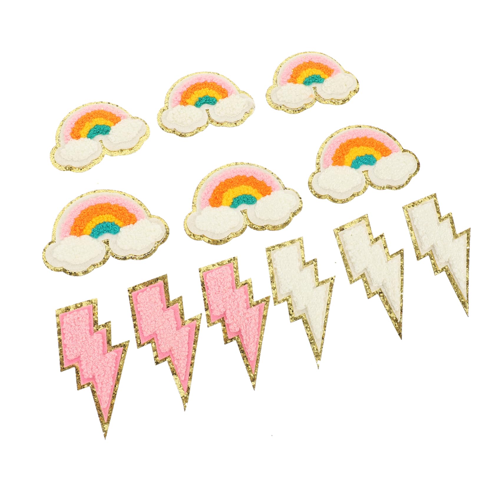 TEHAUX 60pezzi Patches Decorativi Per Abbigliamento Design Arcobaleno e Fulmine Applicazioni Per Cucire Su Jeans Borse e Artigianato Per Diy e Riparazioni Di Vestiti