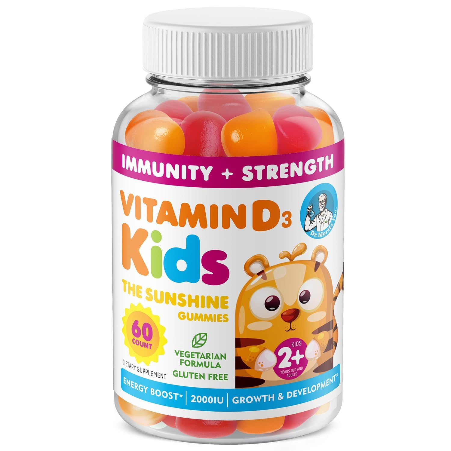 DR. MORITZ Vitamin D3 Gummies for Kids & Adults 2000 IU - High-Absorption Vitamin D Kids Gummies Supplements - Vegetarian, Immune Support D3 for Adults & Kids (60 Count)