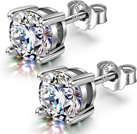 HIGHSPARK 925 Silver Solitaire Earrings for Women | 92.5 Sterling Silver and Diamond like Brilliance Sparkling Zirconia fo...