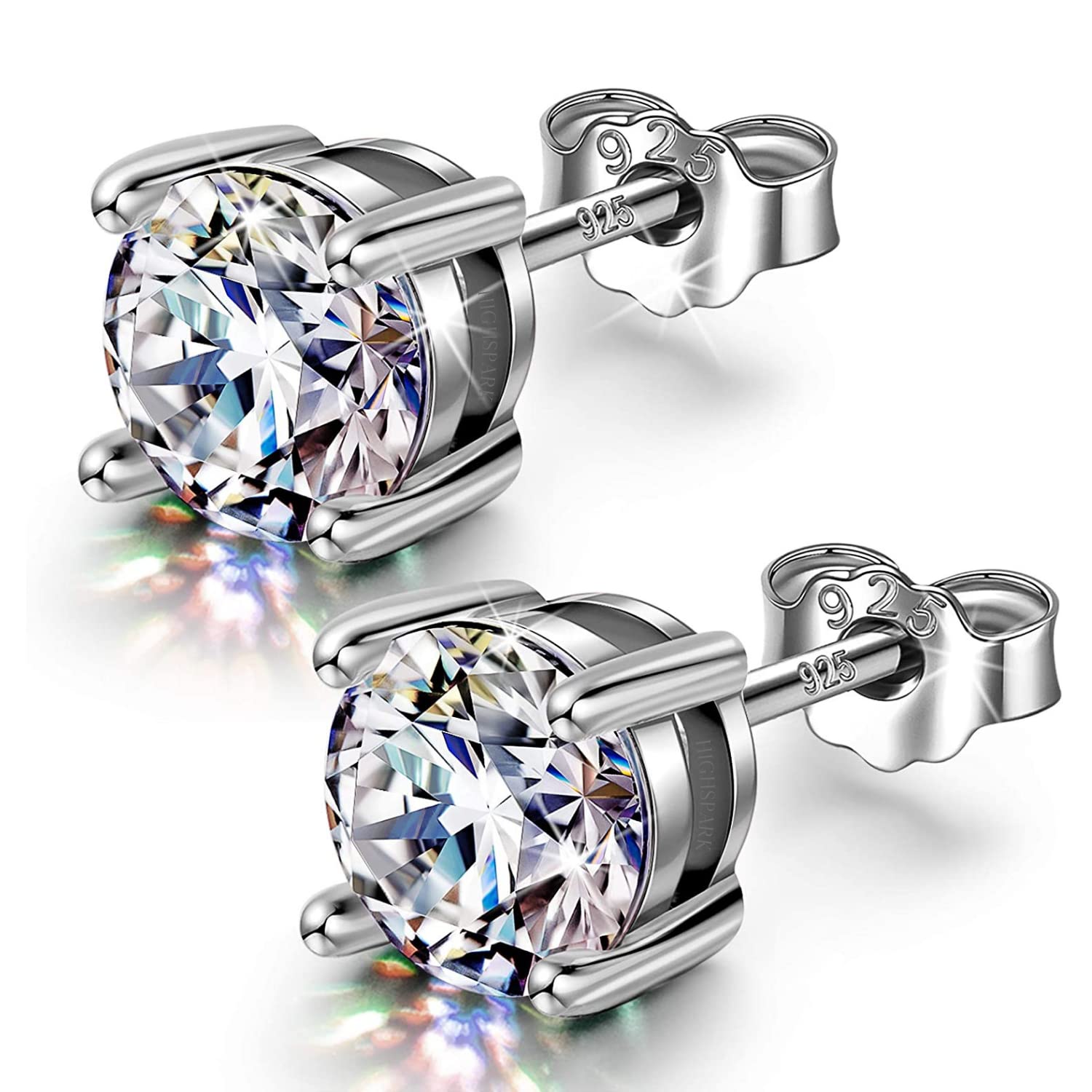 HIGHSPARK 925 Silver Solitaire Earrings for Women | 92.5 Sterling Silver and Diamond like Brilliance Sparkling Zirconia fo... - Review, Price and Buying Guide