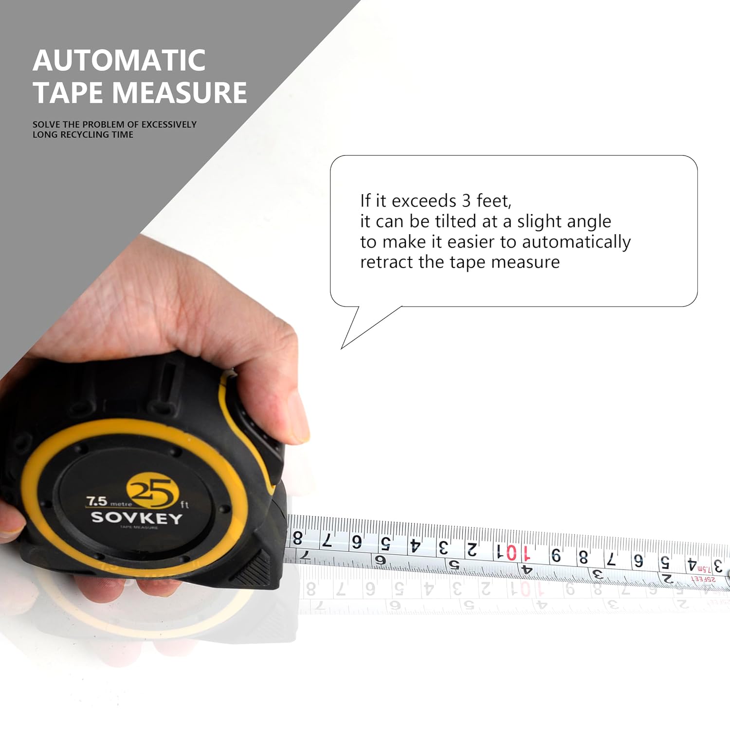 25ft(7.5-Meters) Tape Measure, Self-Lock, Dual Scale,Easy Read Measuring Tape, 6 Pieces