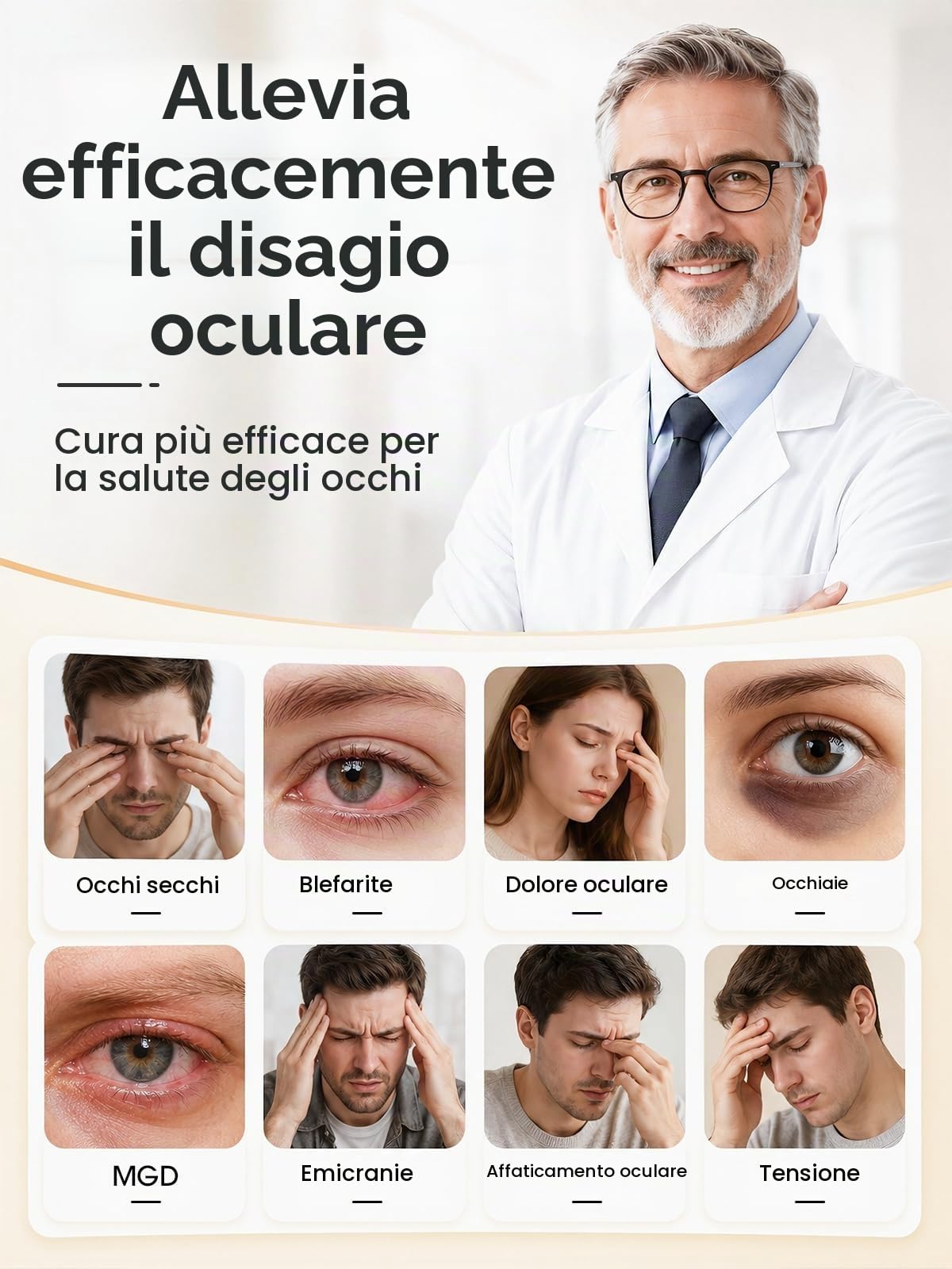 EASICUTI Maschera per gli occhi riscaldata, senza fili, per il trattamento di blefarite e occhi secchi, sollievo dall'emicrania, temperatura e timer a 4 livelli, copertura lavabile per dormire, viaggi