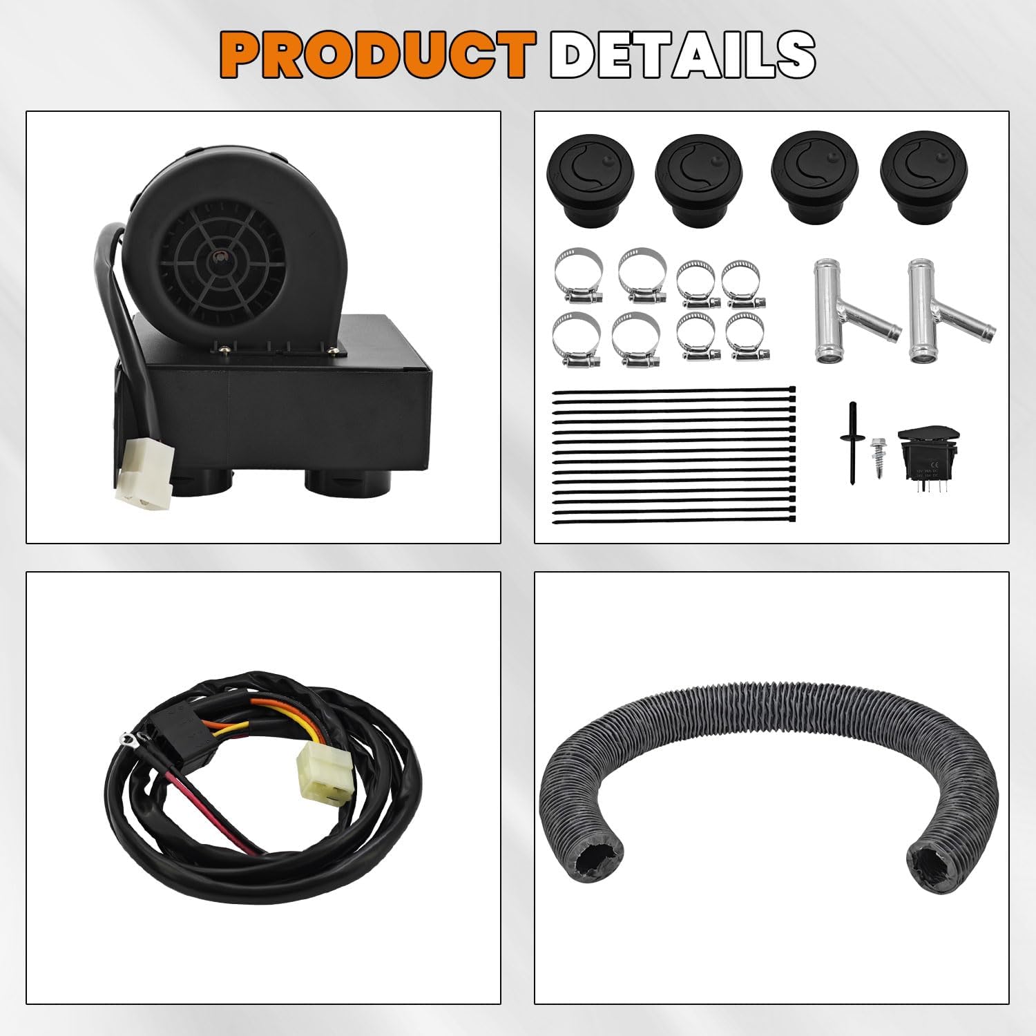 SSHK160-00 Cab Heater Kit Compatible with Polaris Ranger 800 2010-2015 with Defrost 4 Vents 18,000 BTU Heater