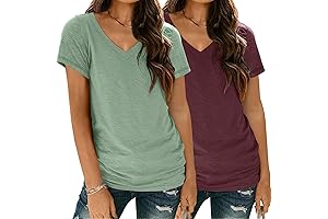 Womens 2 Pack T Shirts Short Sleeve Basic Tees V Neck Fashion...