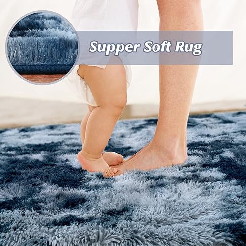 Miniatura 5 de QXKAKA Alfombras suaves para sala de estar y dormitorio, alfombras de 6 x 9 pies, antideslizantes, lavables a máquina, alfombra gruesa y esponjosa