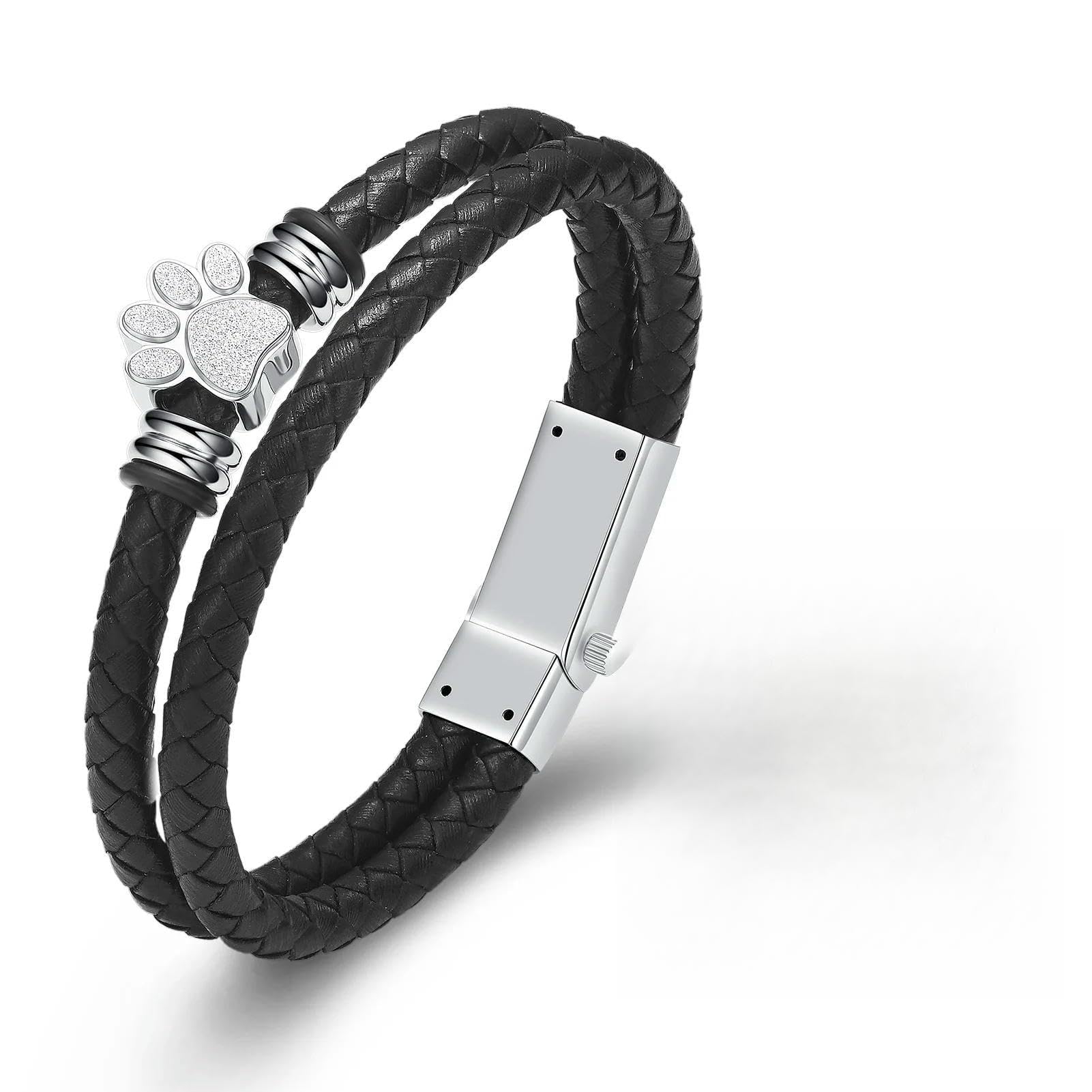 Bijou de crémation avec patte d'animal en cuir véritable de 18 cm pour cendres