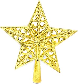 ツリートップ 星 クリスマスツリー スター 15cm 20cm クリスマス 飾り ツリー飾り星 中空 おしゃれ デコレーション メリークリスマス豪華感 装飾 (ゴールド, 15cm)