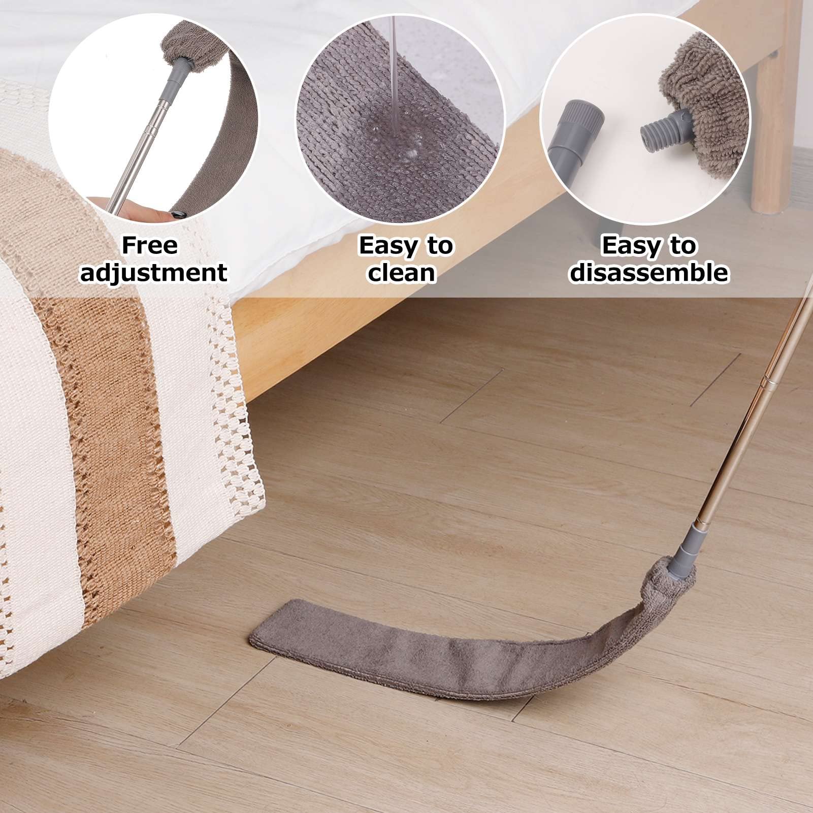 Lavavetri 4.5m Spolverino Estensibile Con Asta Telescopica In Acciaio Inox,Detergente Per Vetri Retrattile Con Spatola In Silicone E Spazzola In Microfibra,Per La Pulizia Di Tetti, Piani D'Appoggio