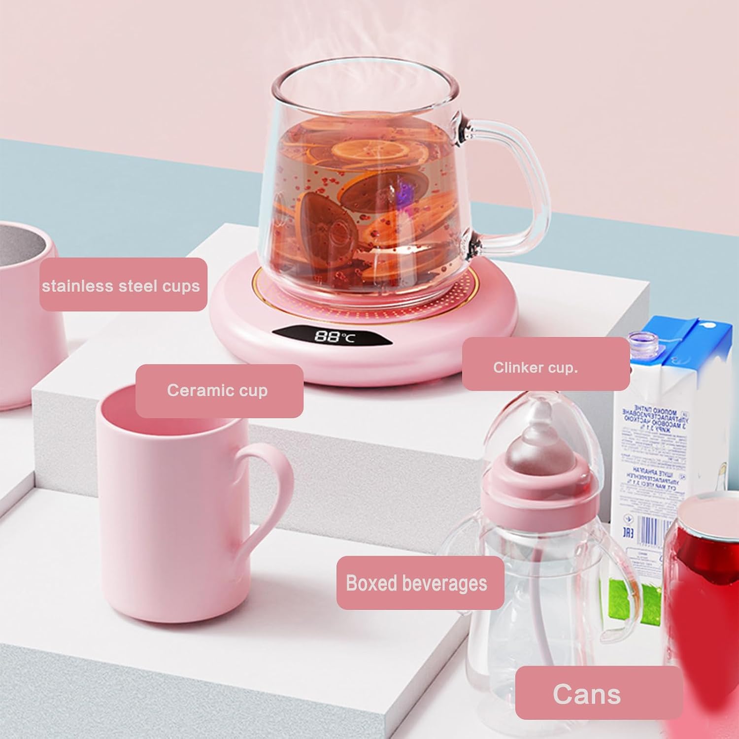 Coffee Warmer Coasters, USB Powered, Temperature Control, B | ABS Texture, USB Powered Beverage Warmer Pad, Portable Cup Heater, Suitable for Home Use