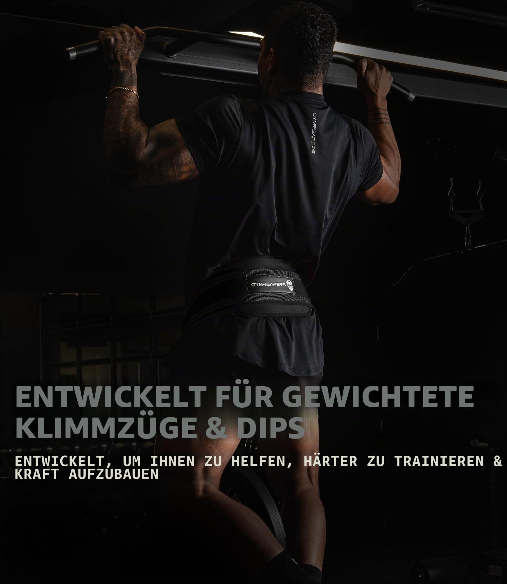 Gymreapers Dip-Gürtel mit Kette für Gewichtheben, Klimmzüge, Dips – robuste Stahlkette für zusätzliches Krafttraining