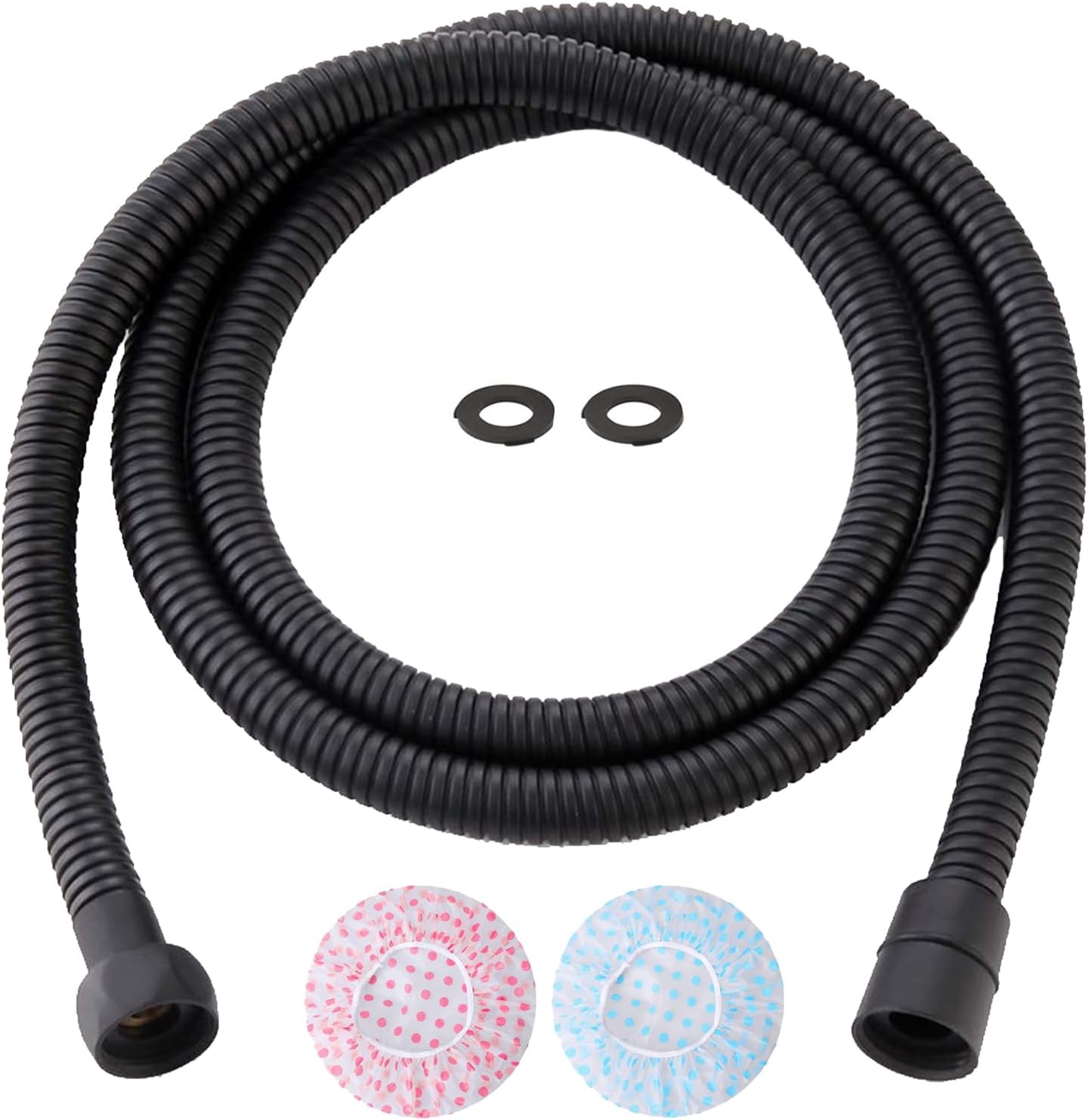 TRIPHIL Kink-free Shower Hoses, Shower Hose Extension 59 Inches for Handheld Shower Head, Hand Held Showerhead Hose Replacement, Brass Swivel Anti-twist Ultra-flexible Stainless Steel Matte Black 59"