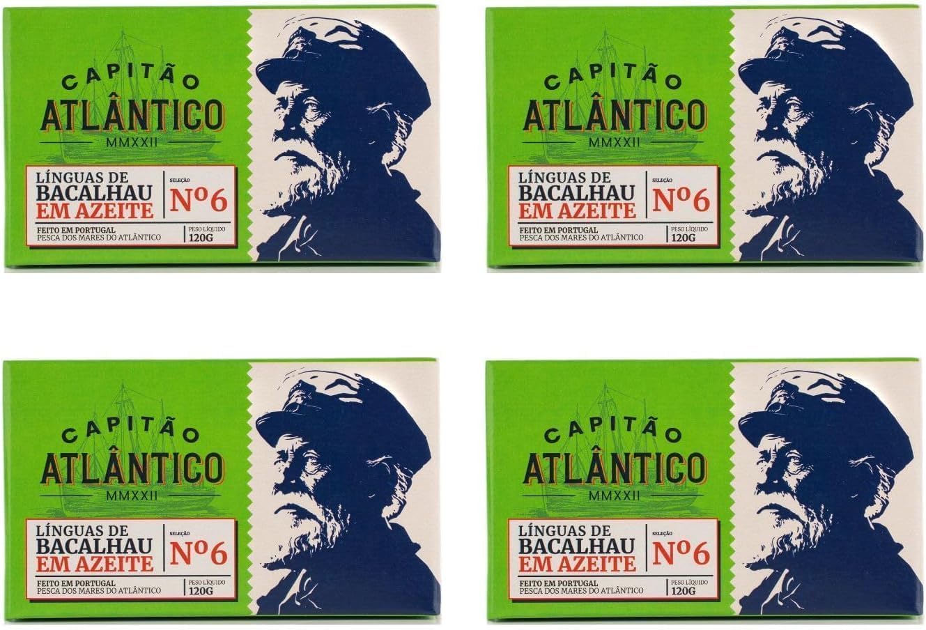 Lenguas de Bacalao en Aceite de Oliva - Pack de 4 x 120g - Conservas de Pescado Tradicionales Portuguesas - Marisco Listo para Comer - Lenguas de Bacalao en Lata para Cocinar, Tapas o Aperitivos