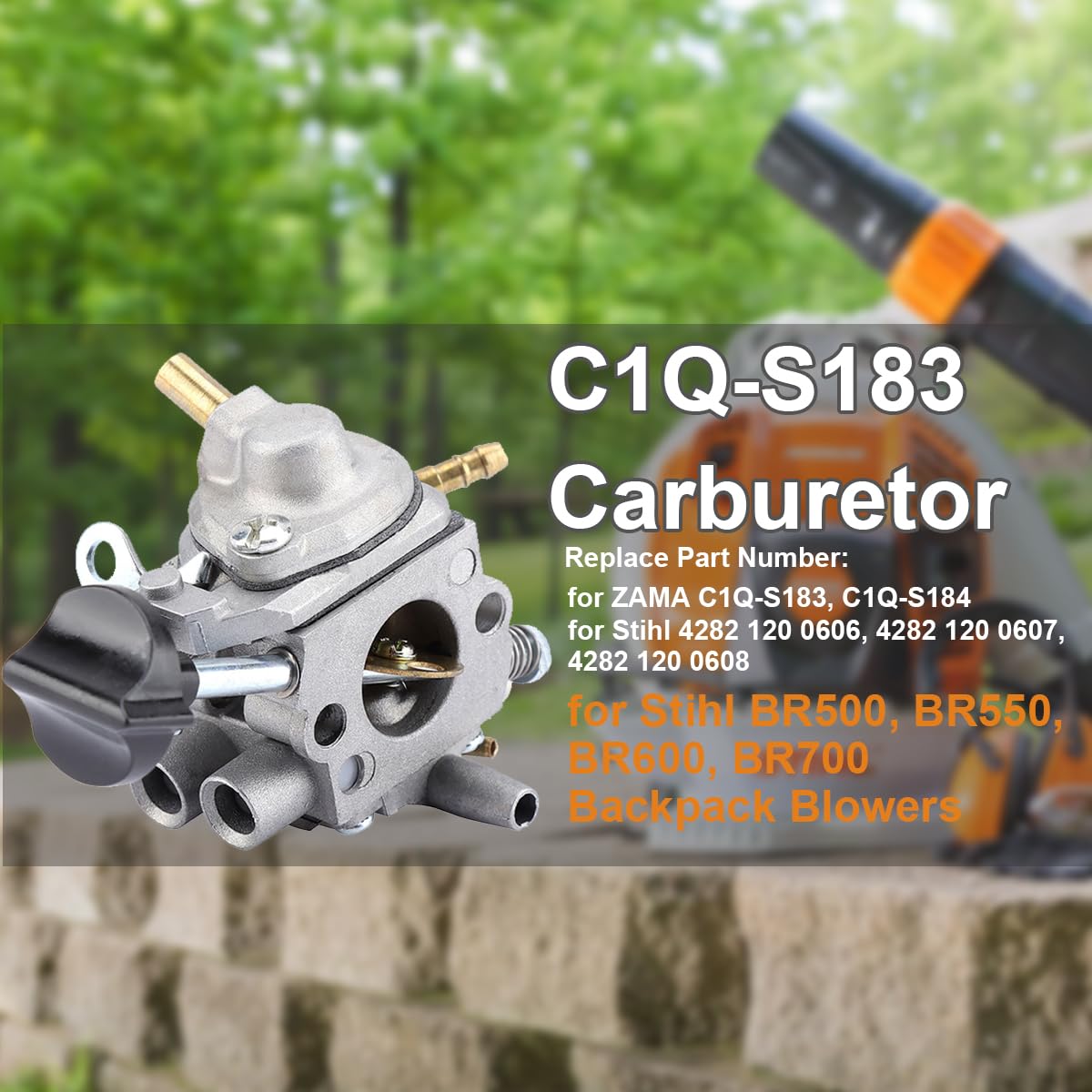 ZAMDOE BR 600 Carburador para Stihl BR500 BR550 BR600 Soplador de Mochila Soplador de Hojas Reemplaza para Zama C1Q-S183 C1Q-S184 4282-120-0606 4282-120-0607 4282-120-0608 Piezas con Filtro de Aire