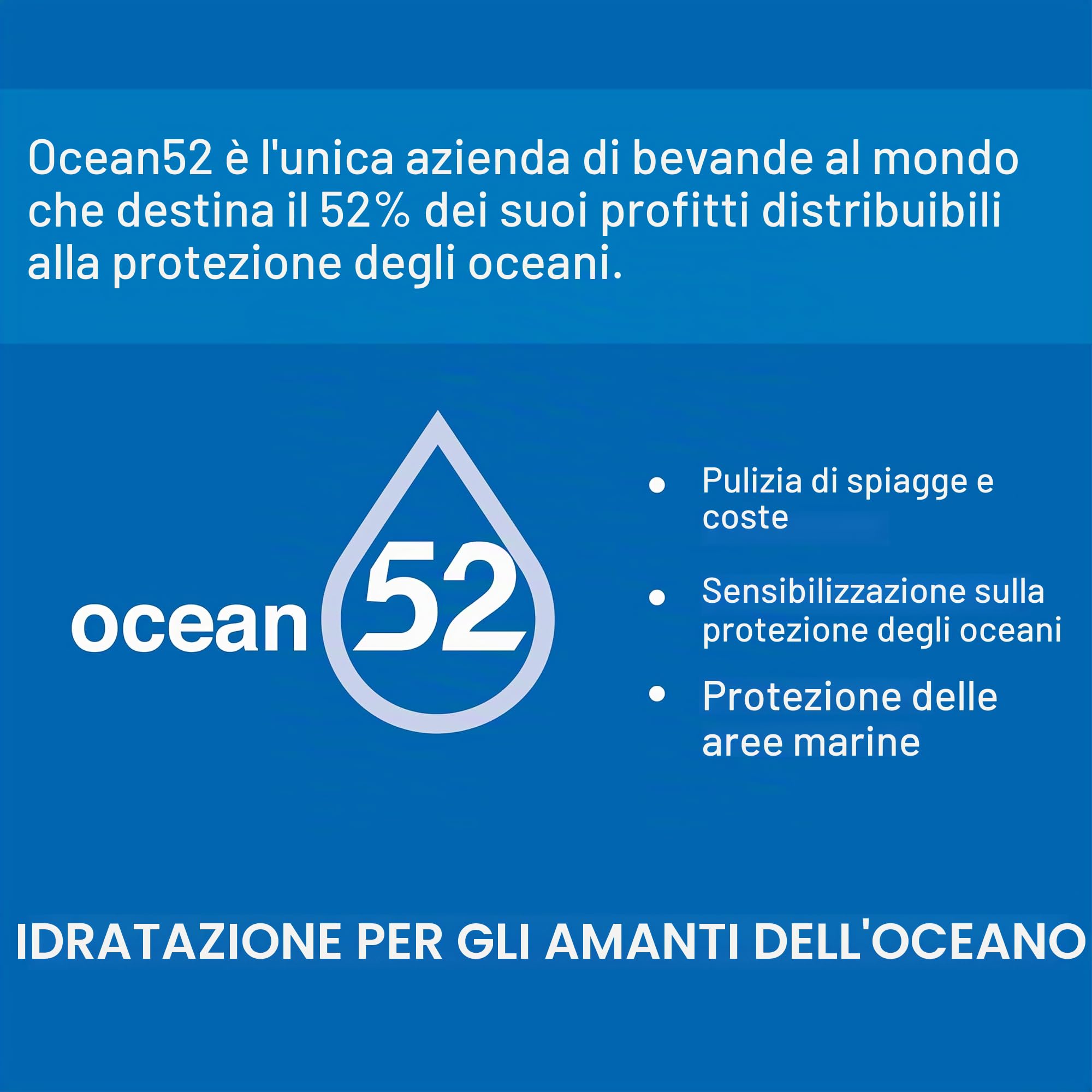 Acqua Minerale Naturale NO Plastic Water - Ocean52 in Lattina. Confezione da 24 unità x 33 cl. Acqua in confezione da 24 lattine da 33 cl. 24 bottiglie di acquas minerale.