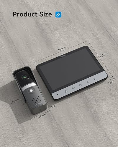 Miniatura 3 de Tmezon Sistema de video portero con cable, timbre de video de 7 pulgadas con soporte de visión nocturna, desbloqueo remoto, intercomunicador de