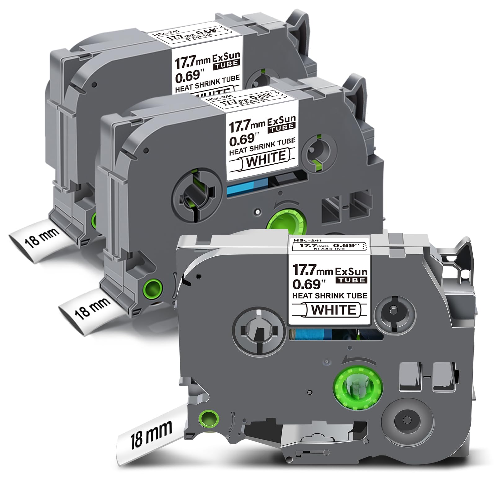 3x Etichette Termoretraibili da 17,7 mm Compatibile con HSe-241 HSe241 HS241 Hsc241 Nastro per Etichette Termoretraibili per Ptouch PT-E550WVP E300 D210VP 600VP P750W P950NW H300 Nero su Bianco