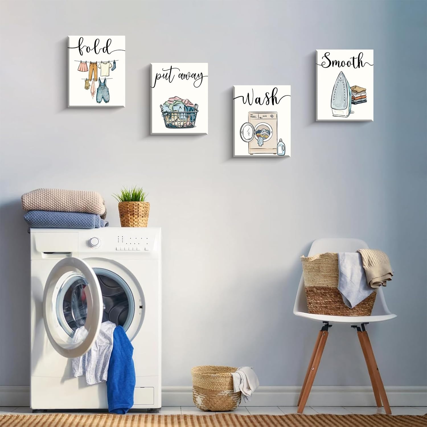 Framed Laundry Room Canvas Wall Art Set of 4, 8x10 Inch image 4