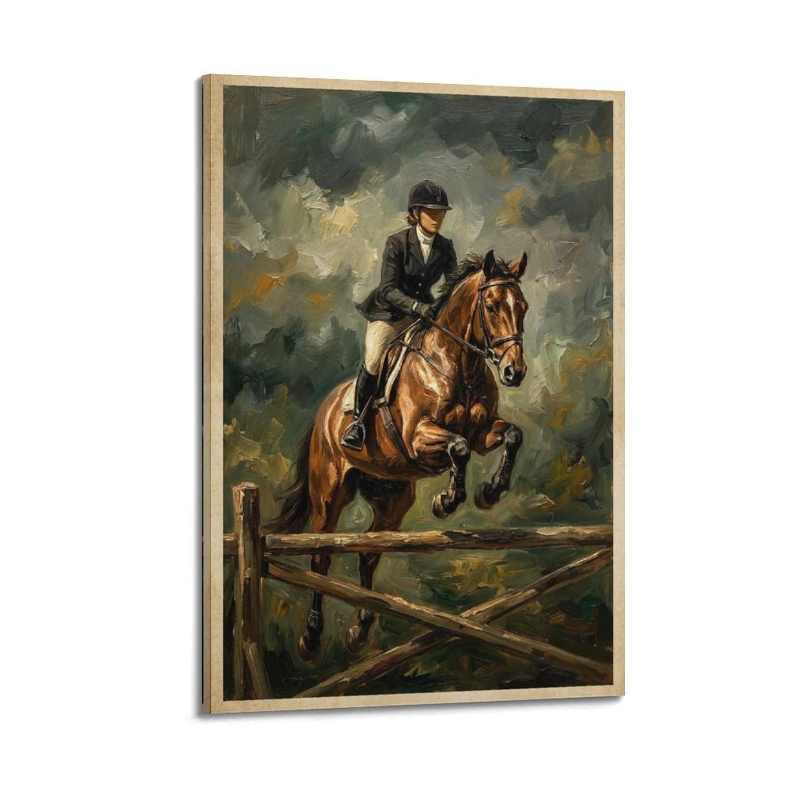 OKAHYS Equestrian Jumping Poster Horse Sports Rider Competition Modern Decorative Canvas Prints - Ideal Wall Art for Family, Man Cave, Game Room, Boys & Girls Bedroom 20x30inch(50x75cm)