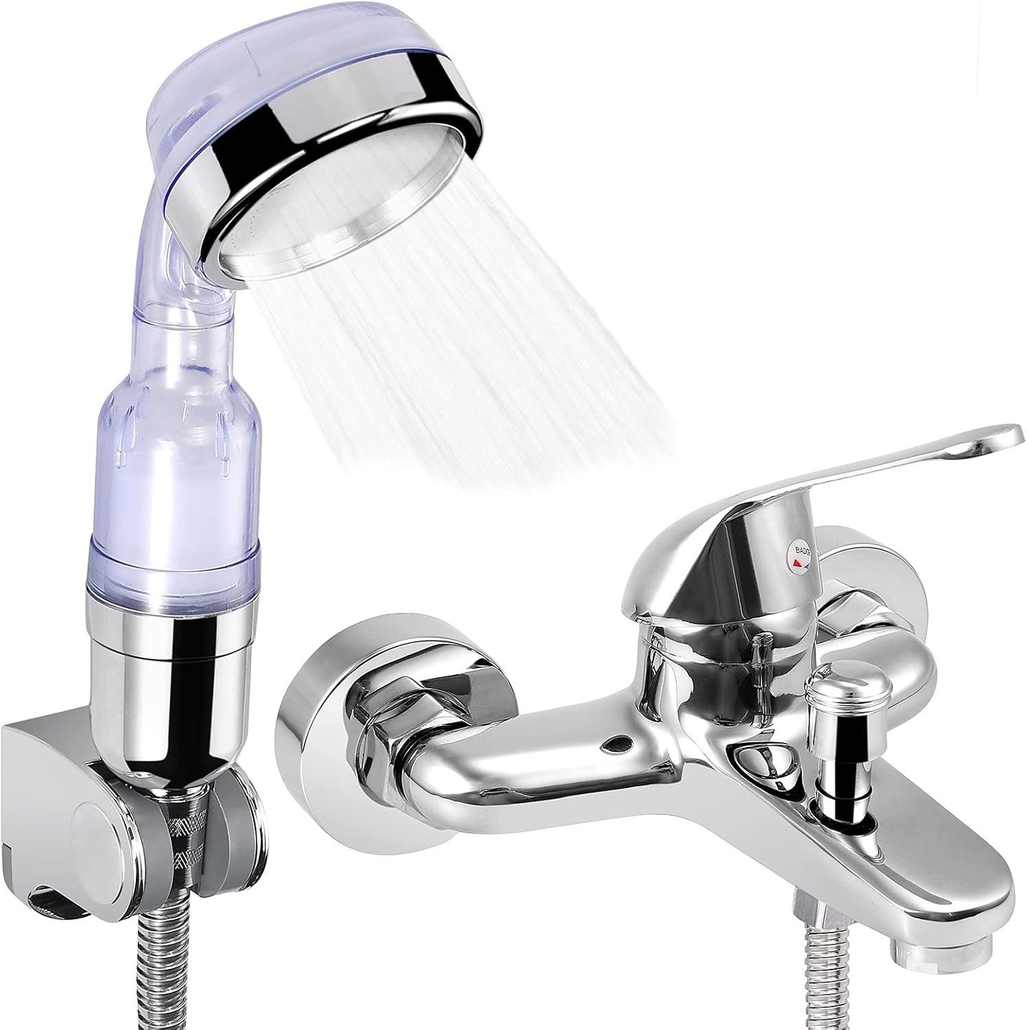 Mixer Tap Shower Head, HOMGEN Modern Chrome Bathroom Shower Mixer Taps Set with a Bath Faucet