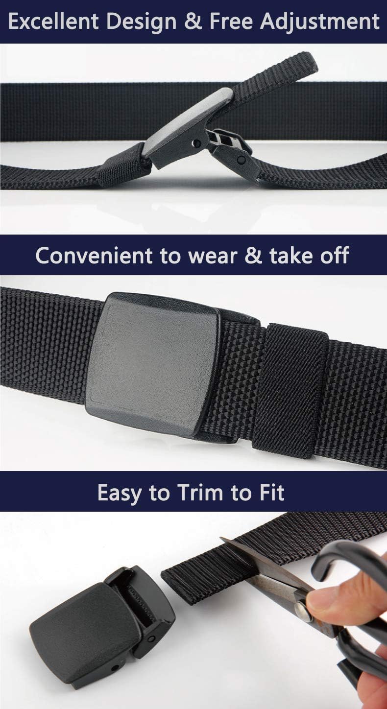 LionVII Mens Belt Web, Nylon Casual Belt with Plastic Buckle Breathable for Work Travel, Easy Trim to Fit 28-49" Waist - Image 6