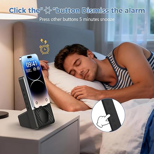 Miniatura 7 de Altavoz de inducción inalámbrico, altavoz Bluetooth 5 en 1 con soporte para teléfono celular, soporte para teléfono con luz colorida recargable y