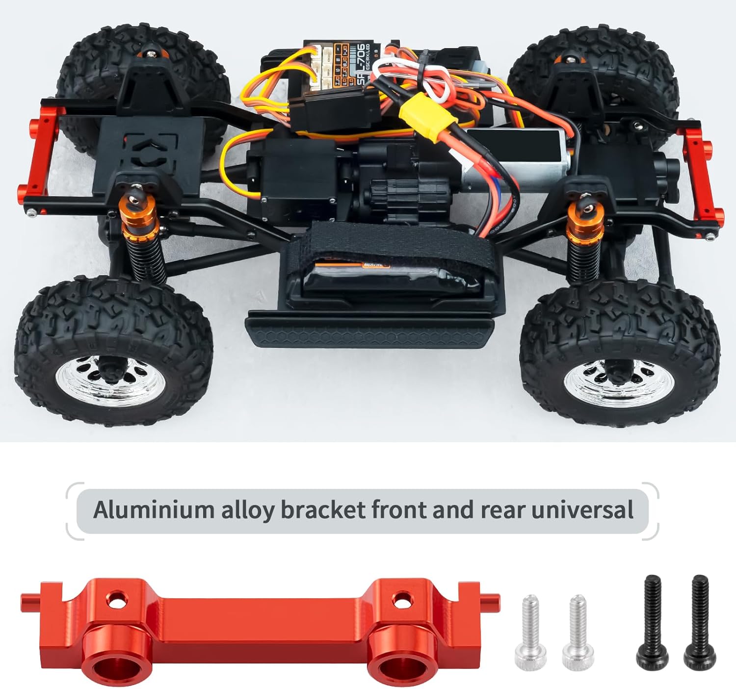 QUE-T Aluminium Front Rear Universal Bumper Mount Brackets Upgrade for 1/18 HPI Venture HILUX RC Crawler Car (Red)