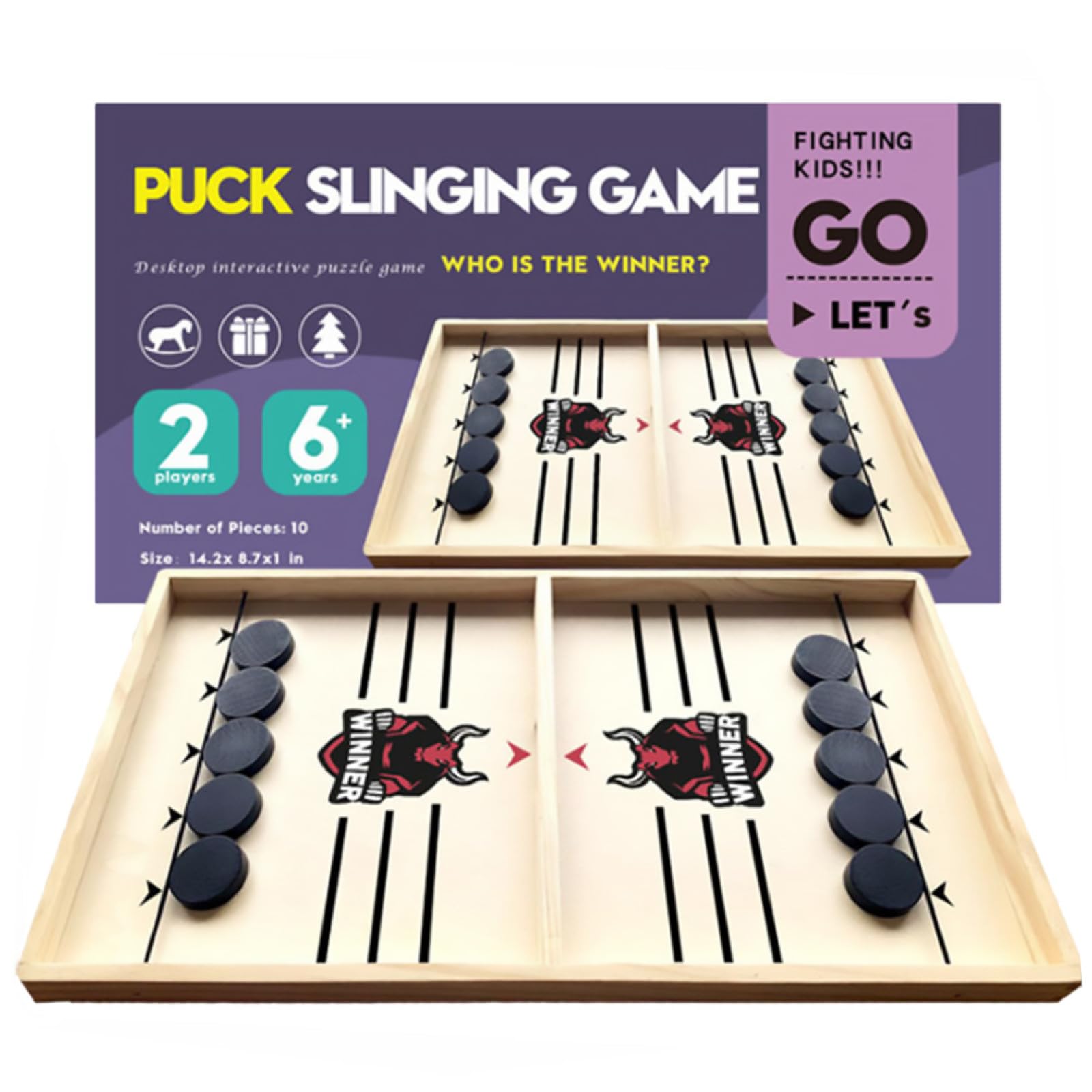POPETPOP Jeu de Société en Bois Palets à Fronde pour Parents et Garçon et Filles, Jeu D'échecs Amusant et Éducatif pour Bataille de Bureau sur Table