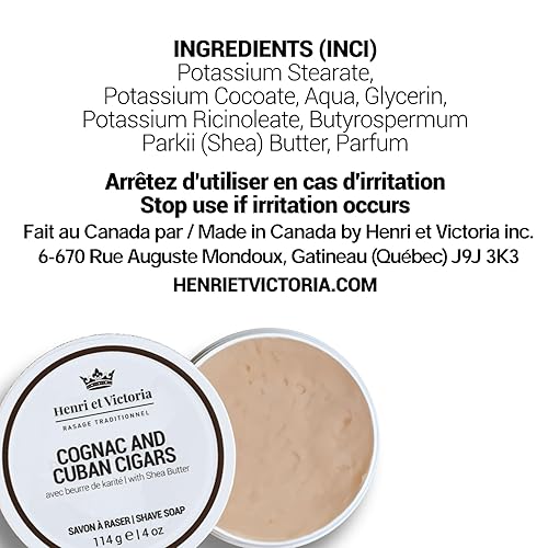 Miniatura 8 de Henri et Victoria Jabón de afeitar para hombres  Afeitado suave, enjabona muy bien, aroma de larga duración  Hecho en Canadá por experto artesano