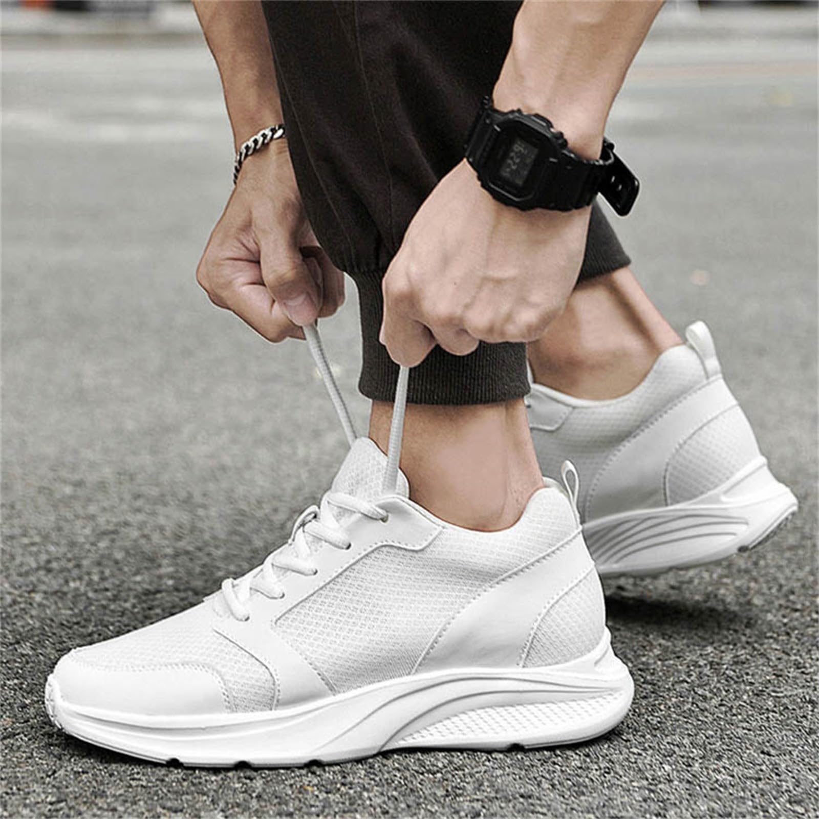 Generisch Elevate Shoes Herren 10 cm 4/6/8/10 Höhe Elevateshoes Schuhe Die Größer Machen Rhöhung Sneaker Bequeme Und Atmungsaktive Aufzug Turnschuhe Walkingschuhe Sportschuhe