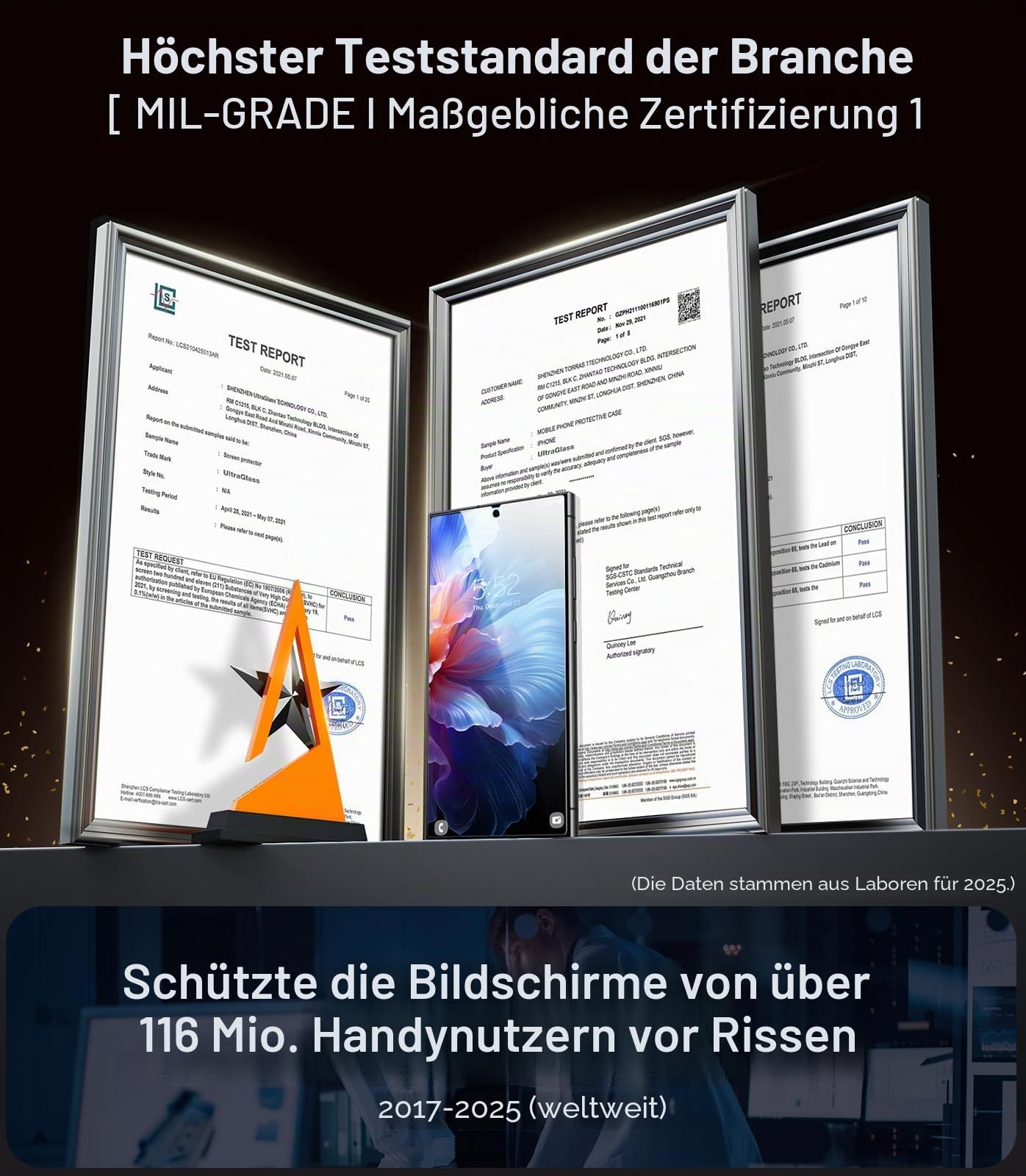 UltraGlass Unbreak TOP 9H+ Panzerglas Schutzfolie für Samsung Galaxy S24 Ultra [Militärqualität, bruchsicher und langlebig] S24