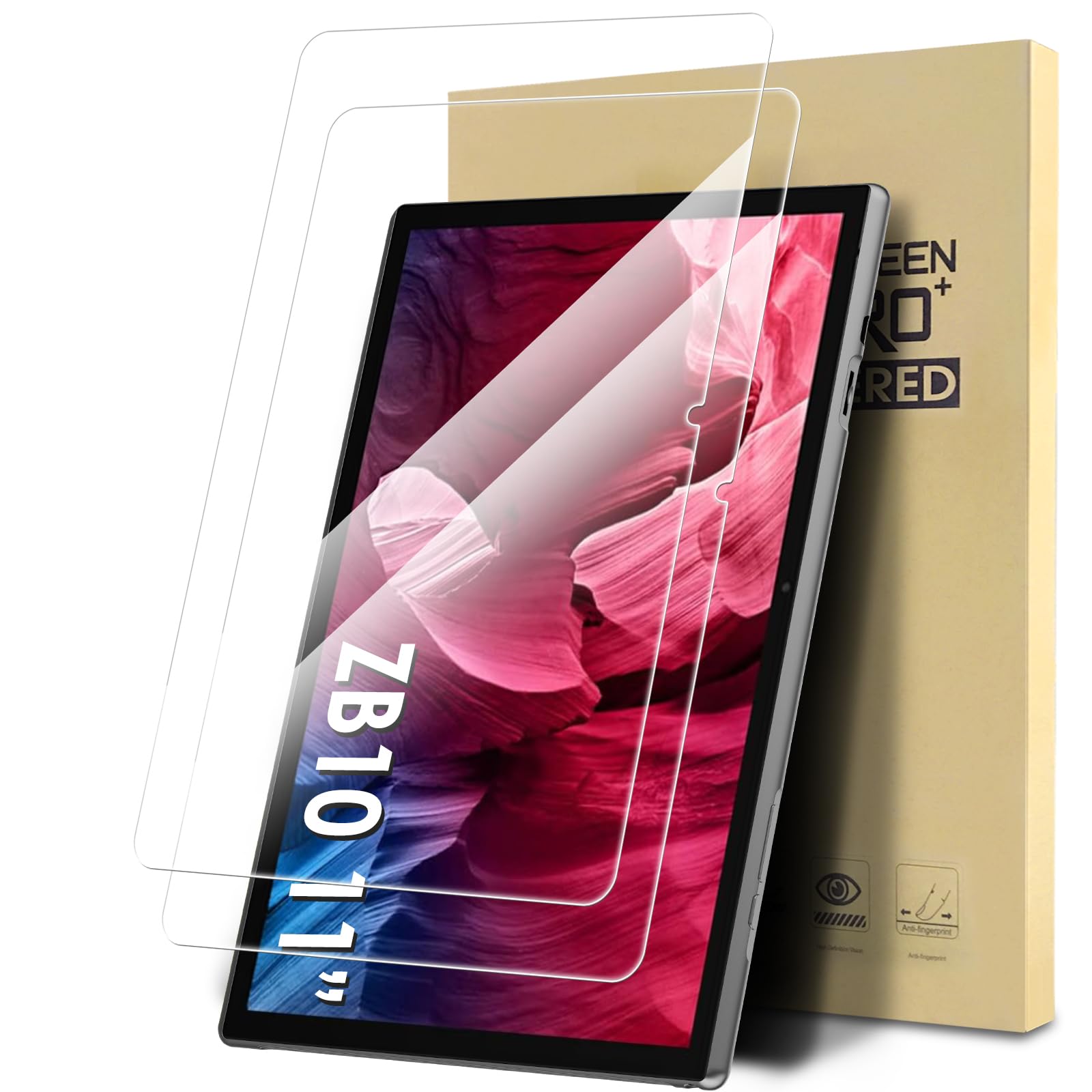 Paquete de 2 protectores de pantalla compatibles con ZZB ZB10/YQ10S de 10.1 pulgadas, película transparente de vidrio templado, antiarañazos, dureza 9H, fácil instalación