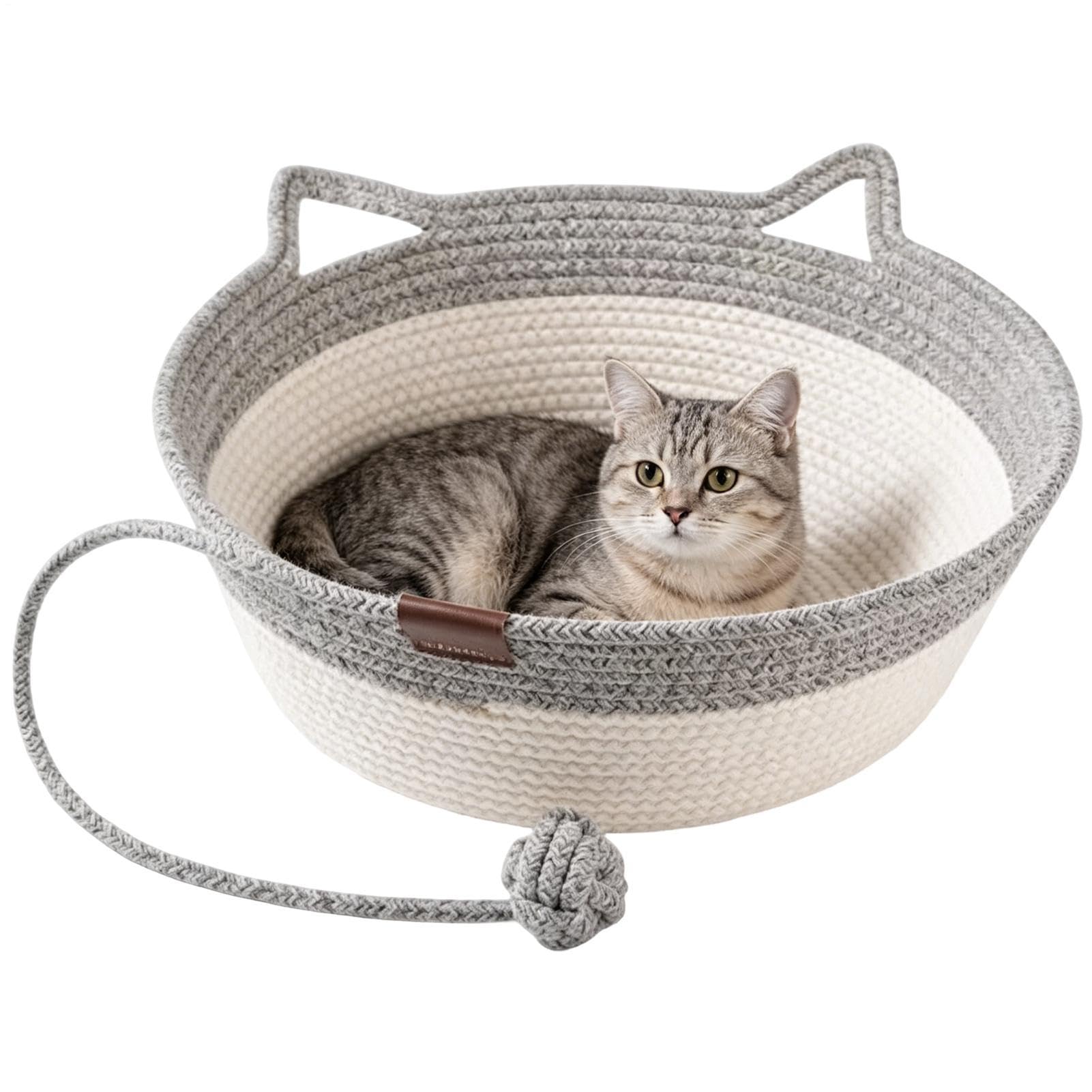 Cesta Para Gatos Suministros para Mascotas Rascador Cuerda Algodón Boho | Camas Tejidas A Mano Para Mascotas Y Gatos Para Gatitos y Cachorros Pequeños y Medianos Decoración Hogar Interior Exterior