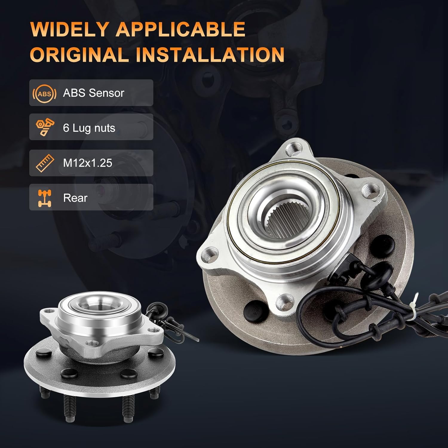 541001 Rear Wheel Hub and Bearing Assembly Compatible with 2003 2004 2005 2006 for Ford Expedition 2003-2006 for Lincoln Navigator 6 Lugs W/ABS 1pcs