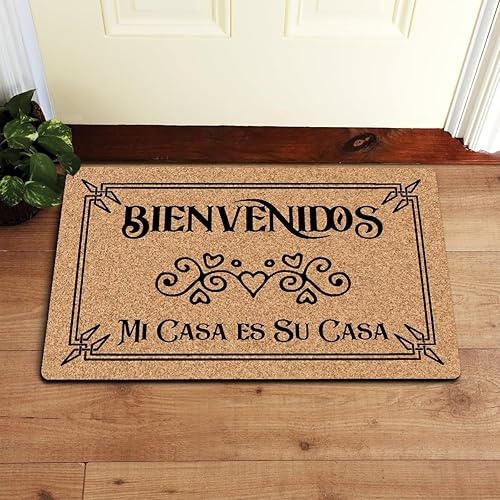 Miniatura 2 de Bienvenidos Mi Casa ES Su Casa - Tapete divertido para entrada con respaldo antideslizante para interiores y exteriores, tapete decorativo para el
