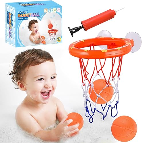 Juguete de baño divertido juego de aro y pelotas de baloncesto para niños y niñas, juguetes de baño para niños y niños pequeños, juego de regalo de