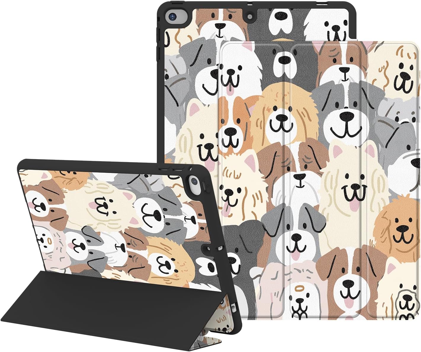 Case for iPad mini 5/4 (7.9 inch, 2019/2015), Protective Case with Pencil Holder, Auto Wake/Sleep Trifold Smart Stand Cover for iPad mini 5th/4th Generation Gen, Cartoon Dog