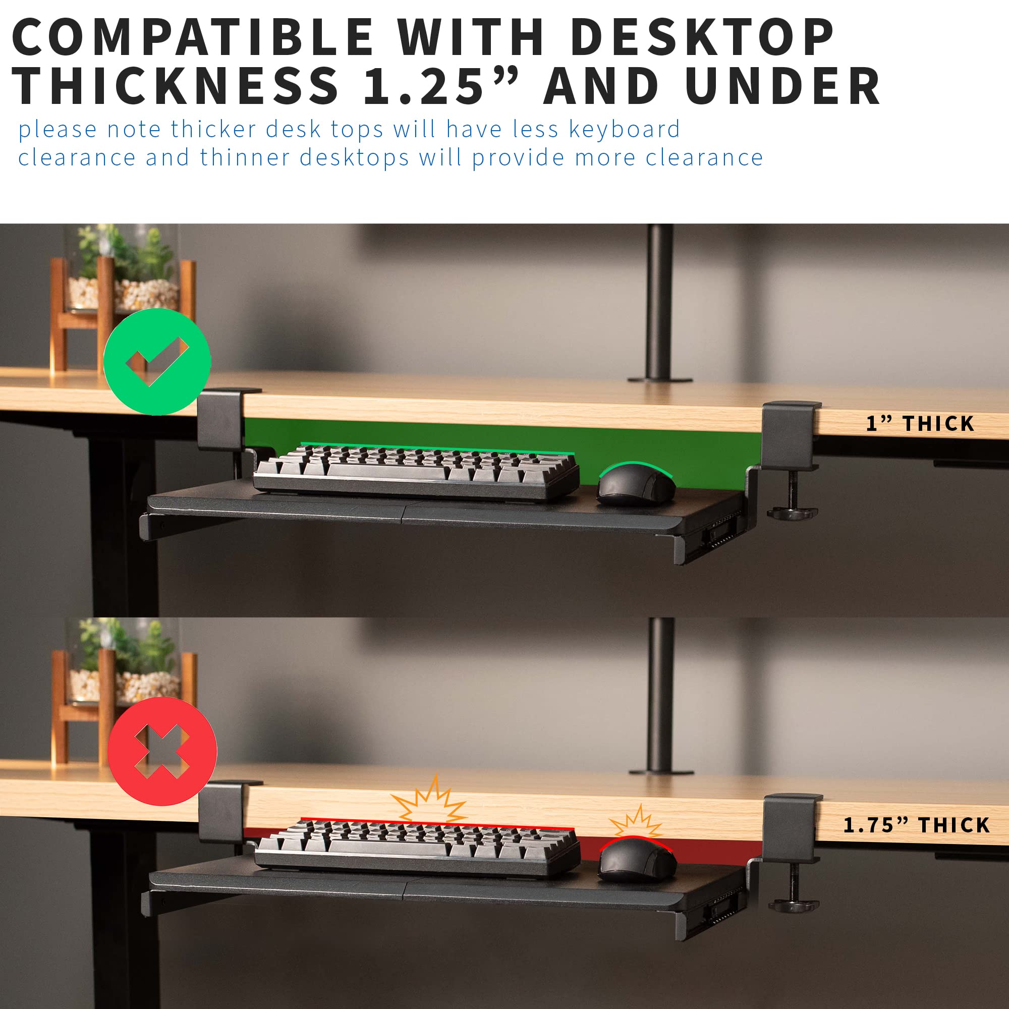 VIVO Small Keyboard Tray Under Desk Pull Out with Extra Sturdy C Clamp