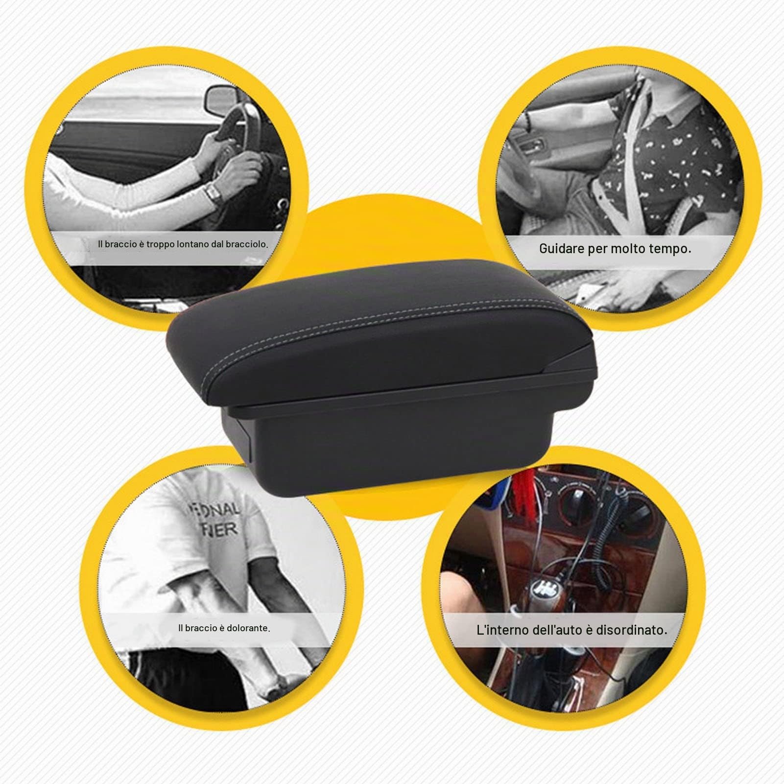 Contenitore Bracciolo Auto, Portaoggetti con Porte USB Silenziose in Pelle Artificiale, Supporto per Console Gaming e Accessori, per Famiglie Viaggiatori e Ufficio Mobile