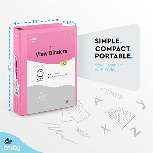 Vista 91 de Carpeta de 3 anillos de 1 pulgada, cubierta transparente de 1 pulgada con 2 bolsillos interiores, carpetas de anillos redondos de colores, en gris