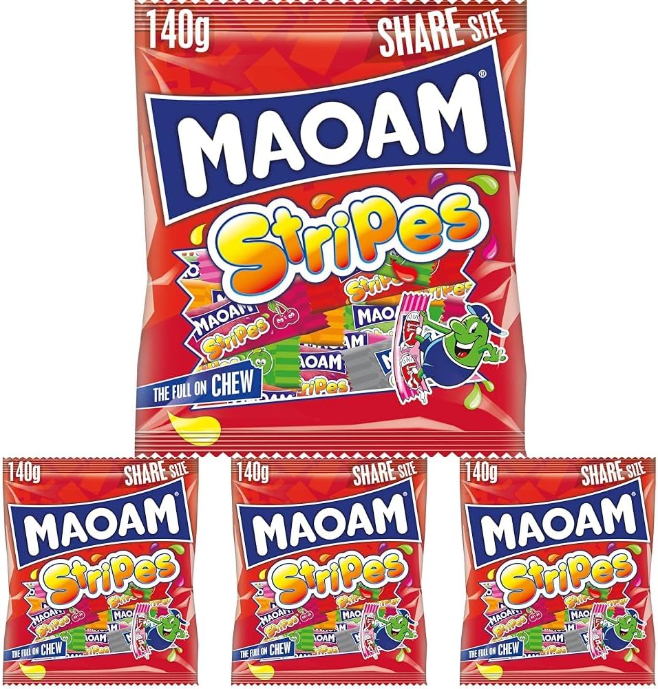 Stripes Fruit Sweets, 140g (Pack of 4)