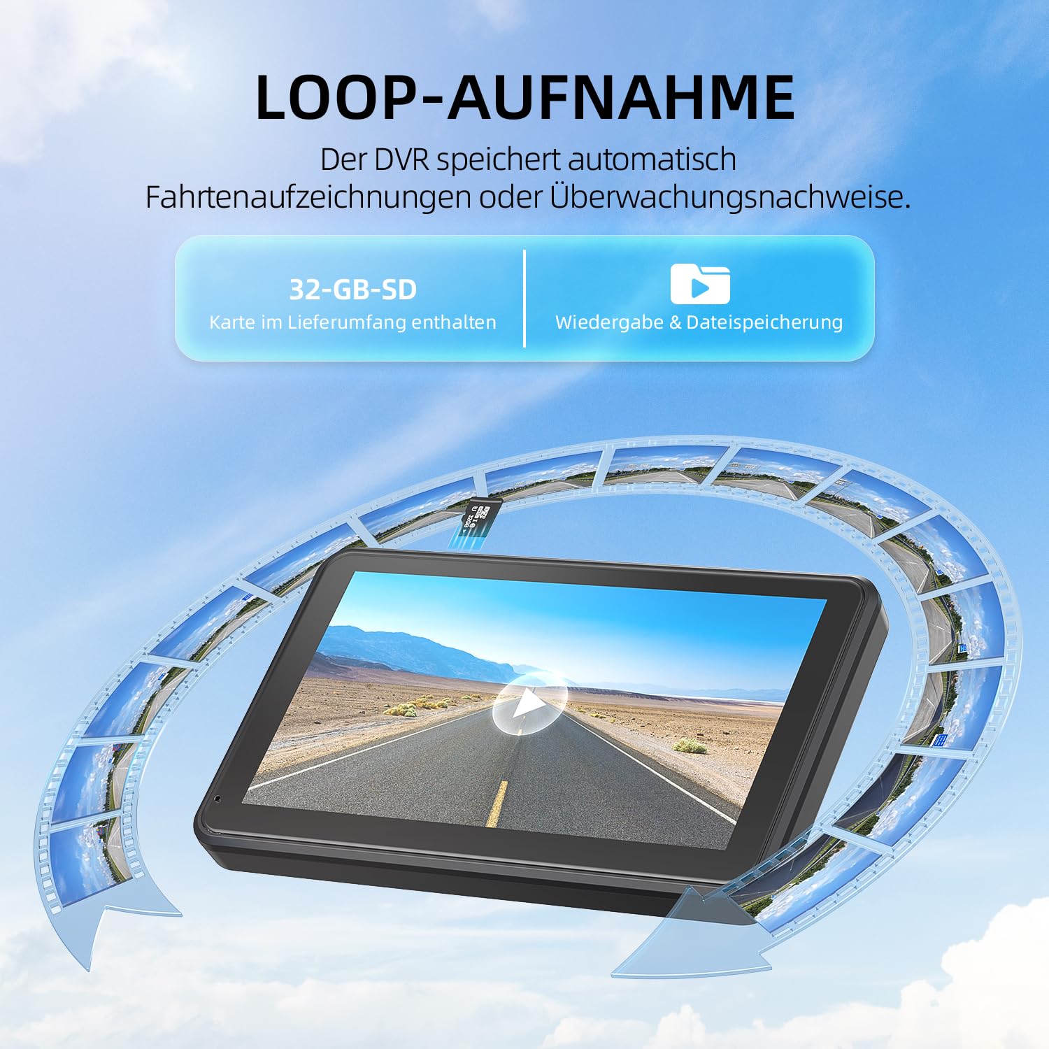 eRapta 2 Magnetisch Solar Rückfahrkamera Kabellos 7" 1080P Touchscreen Monitor 12000mAh Akku IP69K Wasserdicht für Wohnmobil Wohnwagen LKW