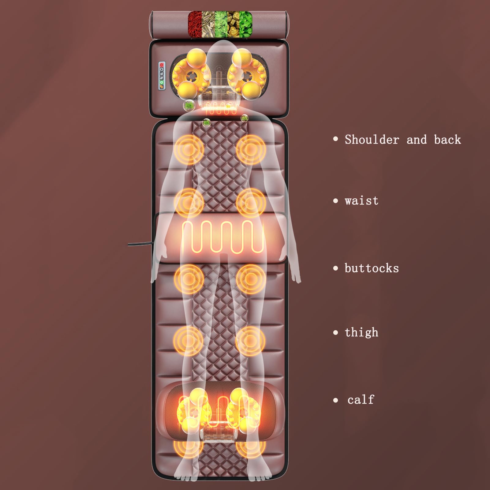Colchón de masaje con 20 cabezales de masaje Shiatsu para amasar el cuello, 9 modos, 9 niveles, colchoneta de masaje con calefacción para todo el cuerpo para cuello y espalda, almohadilla térmica