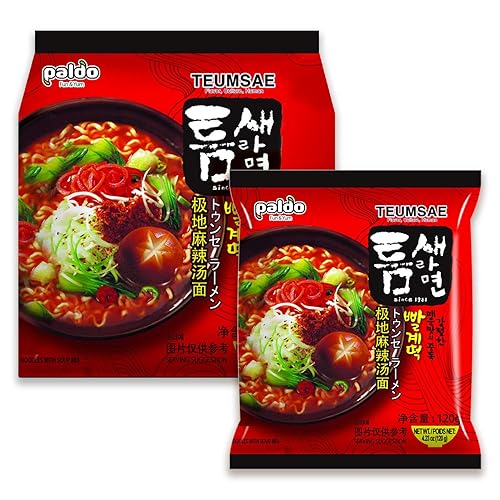 Paldo Fun  Yum Fideos instantáneos picantes extra calientes con sopa paquete de 10 Teumsae Ramen con caldo picante mejor estilo oriental coreano