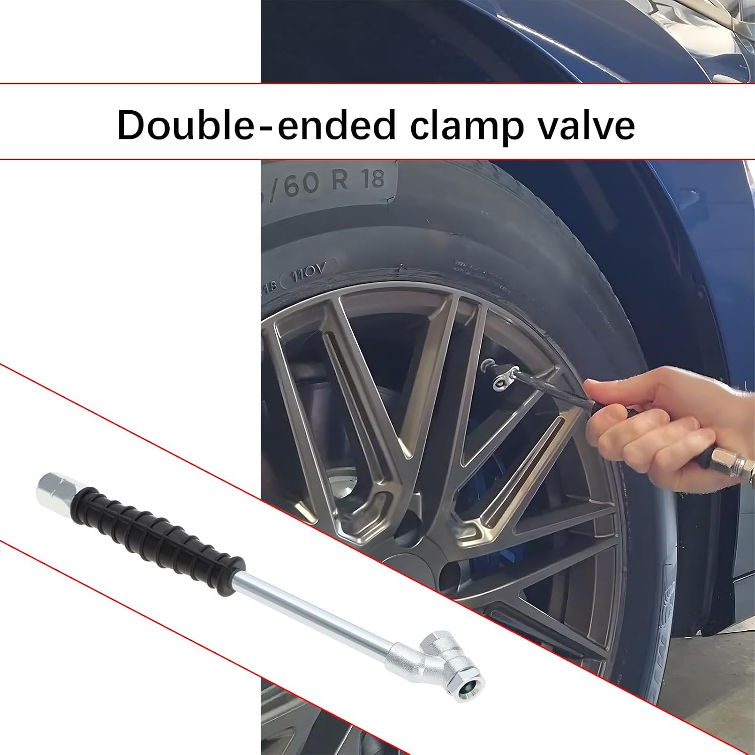 PCL Tire Valve Tools 1/4NPT PCL Dual Head Chuck Valve Inflator Connector PCL Air Inflator Tyre Valve Connector for Car Motorcycle Bicycle