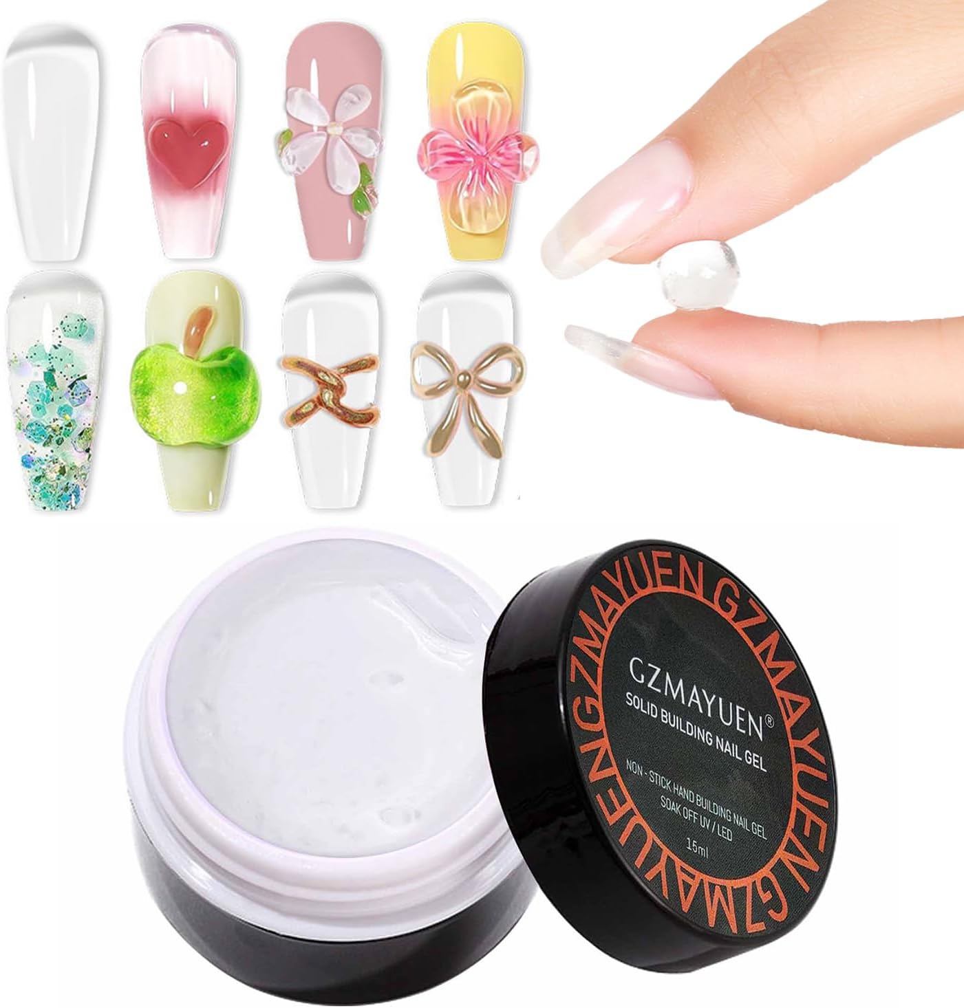 Transparent Solid Builder Gel for Nails 15 ml - Clear Solid Builder Gel, 3D Decoration Nail Sculpture Hard Gel