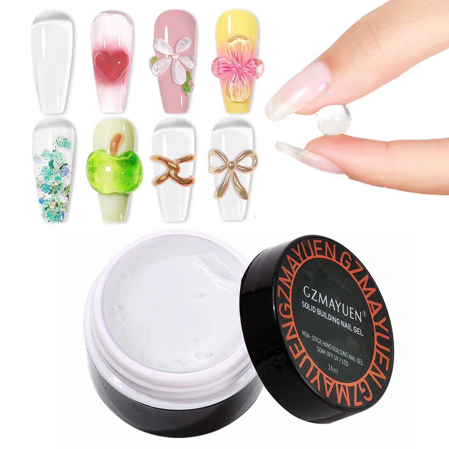 Transparent Solid Builder Gel for Nails 15 ml - Clear Solid Builder Gel, 3D Decoration Nail Sculpture Hard Gel