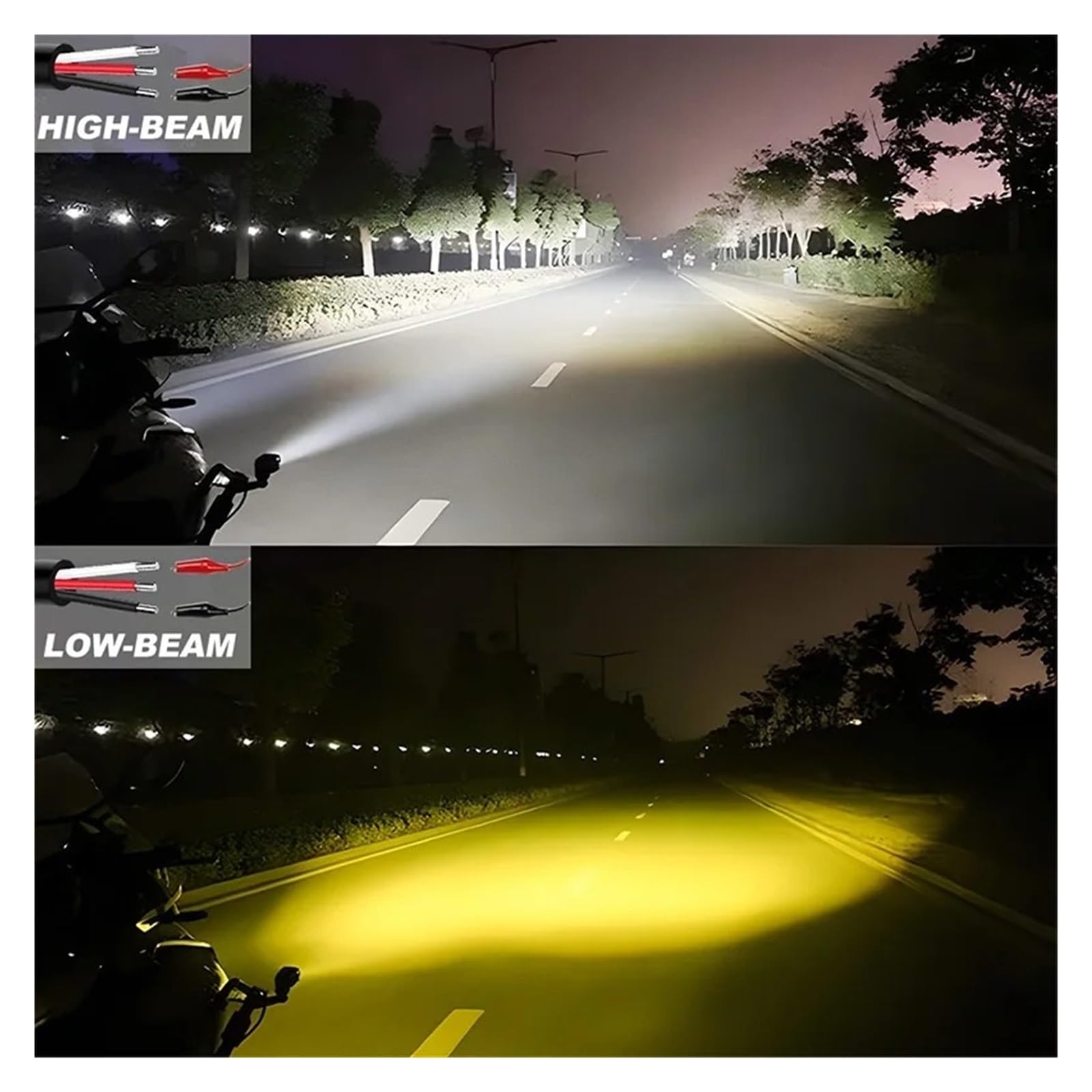 SANCAK Faros De Motocicleta Foco LED Motocicleta Camión Para SUV Para ATV Lente Proyector Faro Delantero Auxiliar Lámpara Trabajo Antiniebla Doble Color 8V-28V(2 piezas)